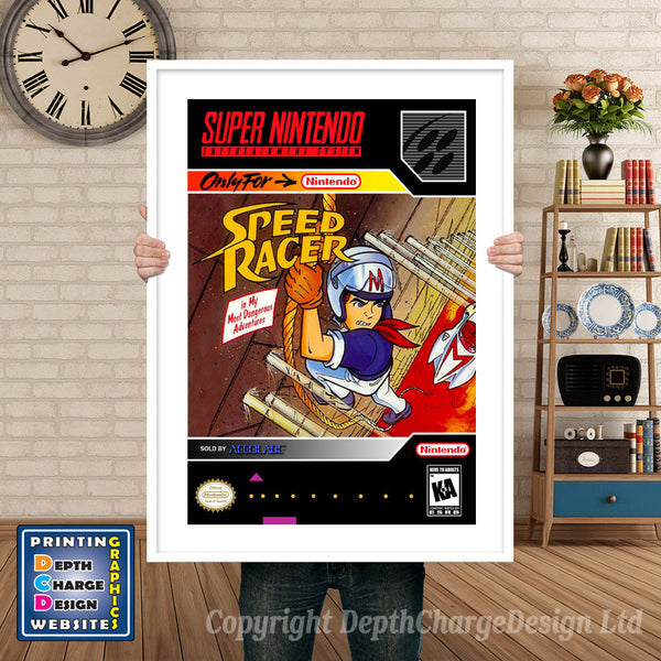 Speed Racer Super Nintendo Game Inspired Theme Retro Gaming Poster