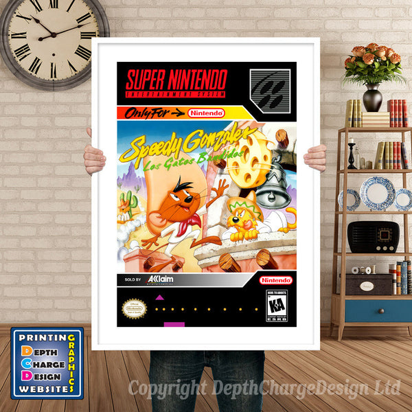 Speedy Gonzales Super Nintendo Game Inspired Theme Retro Gaming Poster