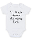 Spelling Is Difficult Personalised Baby Boy Girl Unisex Short Sleeve Bodysuit