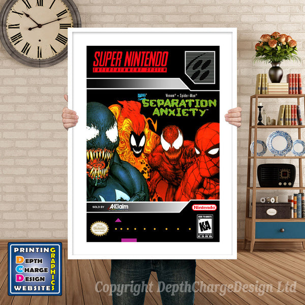 Spiderman Venom Separation Anxiety Super Nintendo Game Inspired Theme Retro
