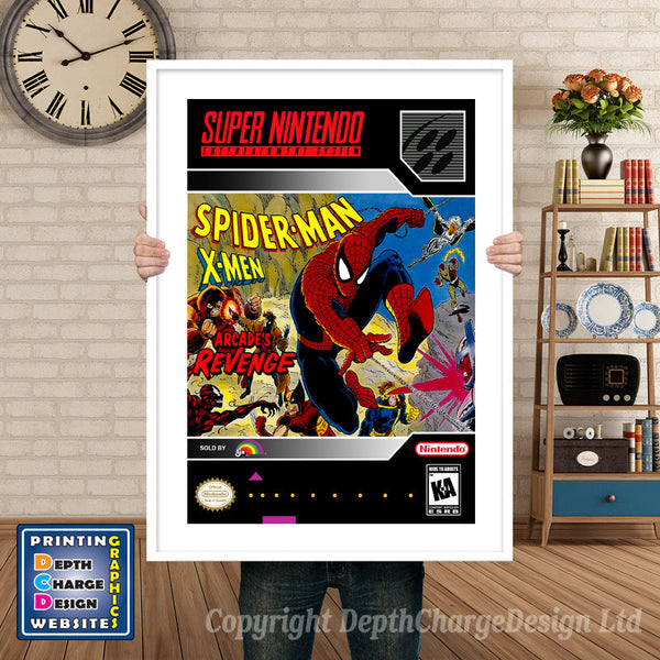 Spiderman Xmen Arcade's Revenge Super Nintendo Game Inspired Theme Retro Gaming