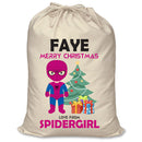 PERSONALISED Cartoon Inspired Super Hero Spidy Girl FAYE - XL Children's Christmas Santa Sack CUSTOMISE Present