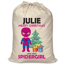 PERSONALISED Cartoon Inspired Super Hero Spidy Girl JULIE - XL Children's Christmas Santa Sack CUSTOMISE Present