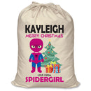PERSONALISED Cartoon Inspired Super Hero Spidy Girl KAYLEIGH - XL Children's Christmas Santa Sack CUSTOMISE Present
