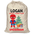 PERSONALISED Cartoon Inspired Super Hero Spider Boy LOGAN - XL Children's Christmas Santa Sack CUSTOMISE Present