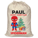PERSONALISED Cartoon Inspired Super Hero Spider Boy PAUL - XL Children's Christmas Santa Sack CUSTOMISE Present