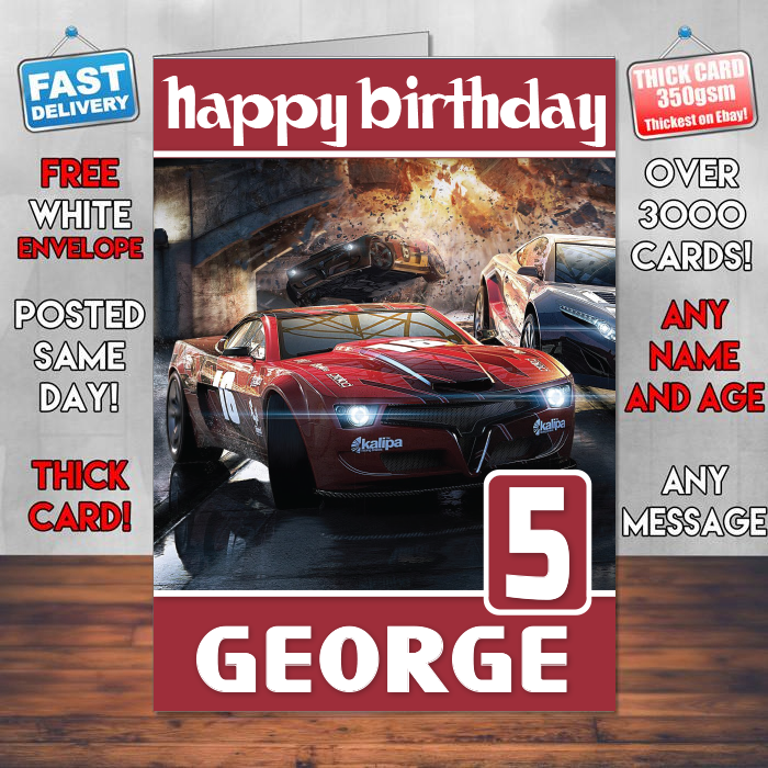 Personalised Spilt Second Inspired Style Game Kids Inspired Birthday Card (SA)