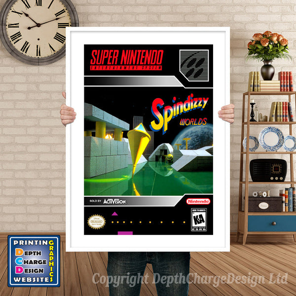 Spindizzy Worlds Super Nintendo Game Inspired Theme Retro Gaming Poster