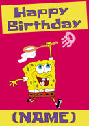 THEME INSPIRED Kids Adult Personalised Birthday Card Spongebob Jelly Fish Birthday Card