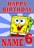 THEME INSPIRED Kids Adult Personalised Birthday Card Spongebob Birthday Card