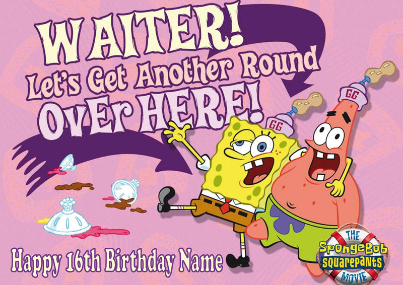THEME INSPIRED Kids Adult Personalised Birthday Card Spongebob And Patrick Birthday Card 4