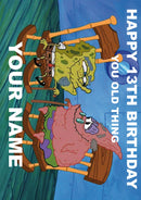 THEME INSPIRED Kids Adult Personalised Birthday Card Spongebob And Patrick Birthday Card