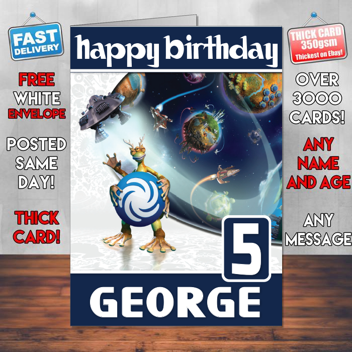 Personalised Spore Galactic Adventures Inspired Style Game Kids Inspired Birthday Card (SA)
