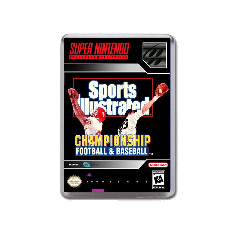 Sprots Illustrated Championship Football And Baseball - SNES GAME inspired Retro Gaming Magnet