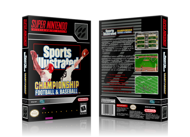 Sprots Illustrated Championship Football And Baseball Replacement Nintendo SNES Game Case Or Cover