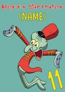 THEME INSPIRED Kids Adult Personalised Birthday Card Squidward Birthday Card