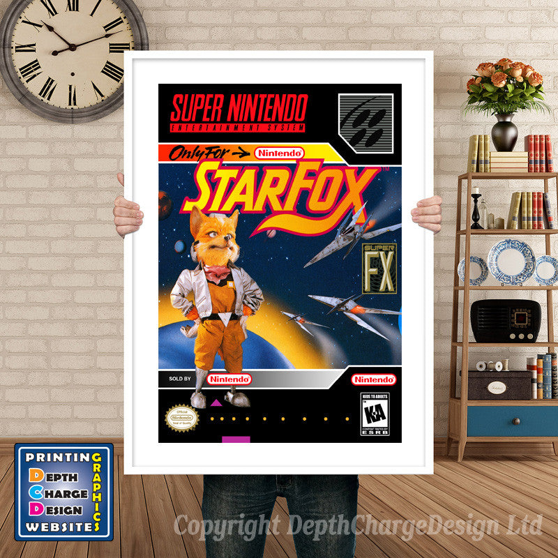 Starfox Super Nintendo GAME INSPIRED THEME Retro Gaming Poster A4 A3 A2 Or A1