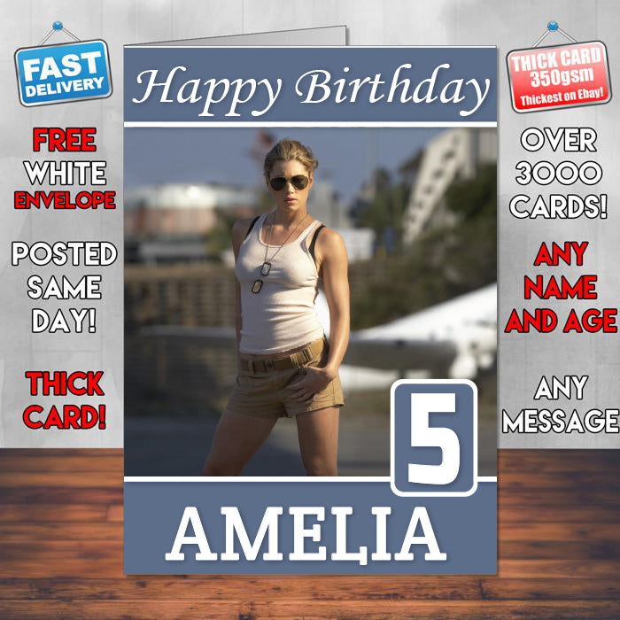 Stealth Jessica Biel Theme Style Personalised Kids Inspired Movie Birthday Card (SA)