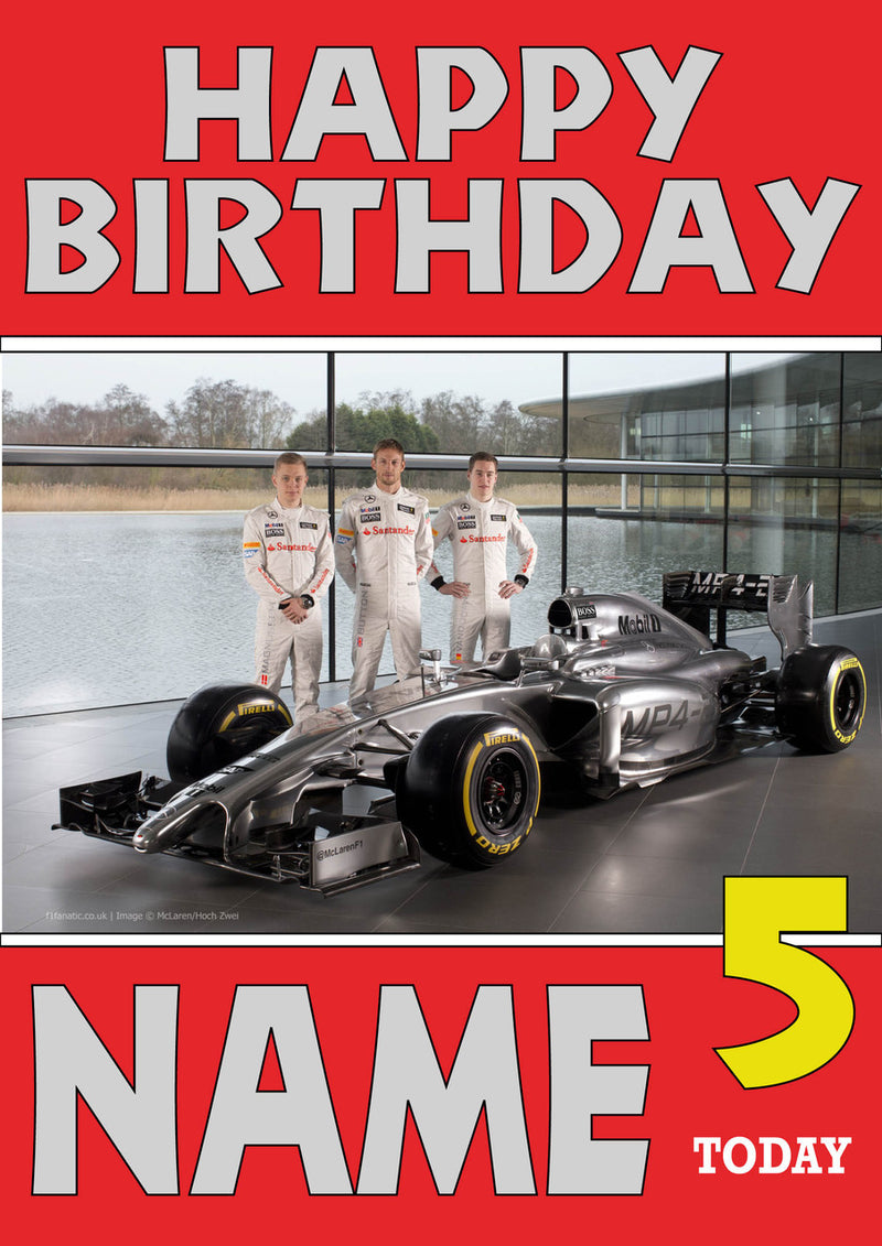 Personalised Stoffel Vandoorne F1 THEME INSPIRED PERSONALISED Kids Adult Birthday Card 3