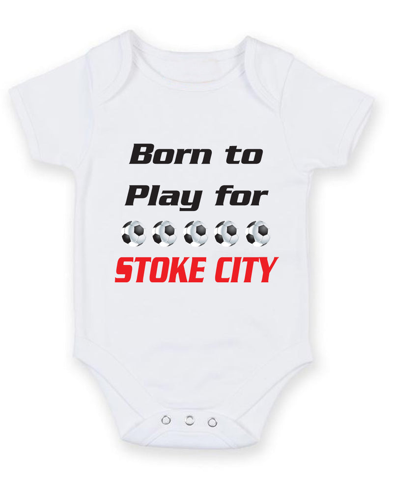 Stoke City Born to Play Football Fan Baby Grow Bodysuit