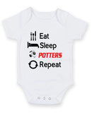 Stoke City Eat Sleep Repeat Football Fan Baby Grow Bodysuit