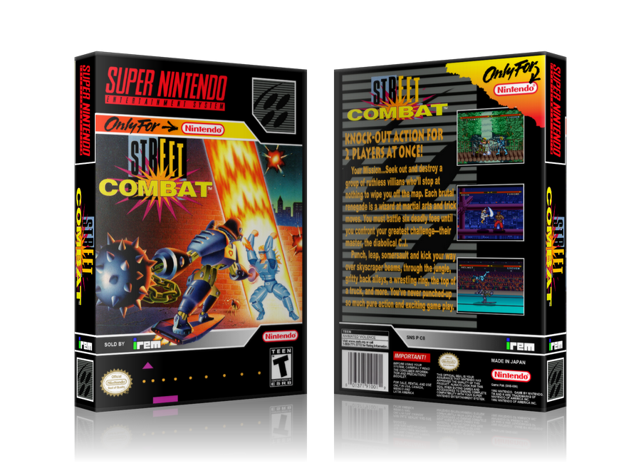 Street Combat Replacement Nintendo SNES Game Case Or Cover – SNES Replacement Game case product image 1