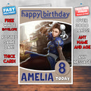 Personalised Street Fighter Chun Li 2 Inspired Style Game Kids Inspired Birthday Card (SA)
