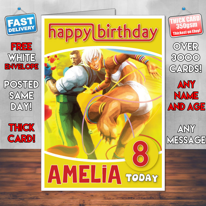 Personalised Street Fighter Dudley Elena Inspired Style Game Kids Inspired Birthday Card (SA)
