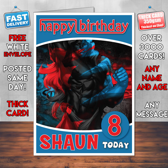 Personalised Street Fighter Gill Inspired Style Game Kids Inspired Birthday Card (SA)