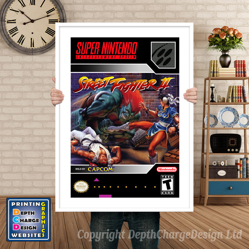 Street Fighter II Super Nintendo GAME INSPIRED THEME Retro Gaming Poster A4 A3 A2 Or A1
