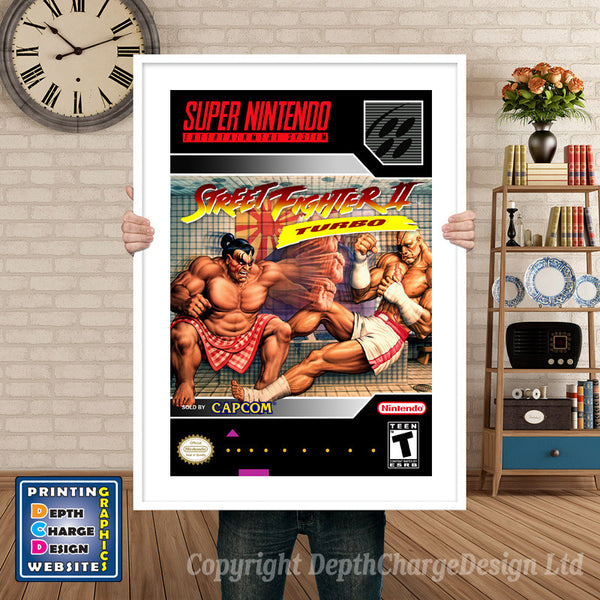 Street Fighter II Turbo Super Nintendo Game Inspired Theme Retro Gaming Poster