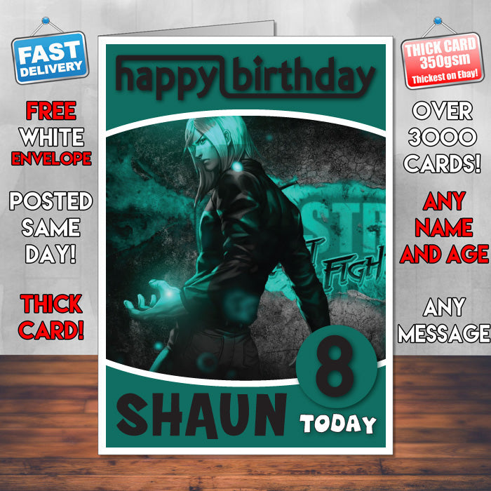 Personalised Street Fighter Remy Inspired Style Game Kids Inspired Birthday Card (SA)