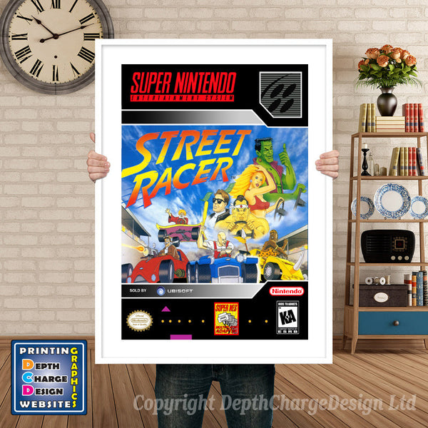 Street Racer Super Nintendo Game Inspired Theme Retro Gaming Poster