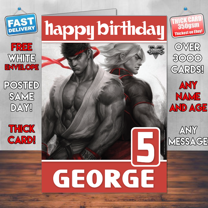 Personalised Streetfighter V Brotherhood Inspired Style Game Kids Inspired Birthday Card (SA)