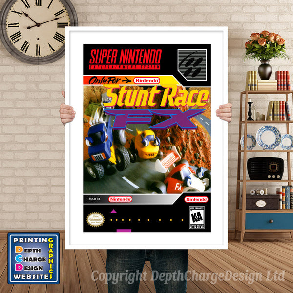 Stunt Race FX Super Nintendo Game Inspired Theme Retro Gaming Poster