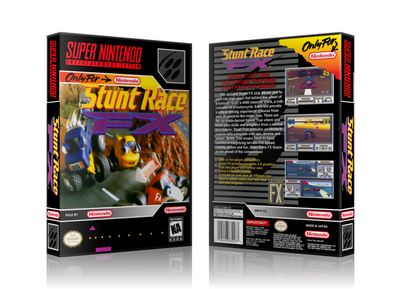 Stunt Race FX Replacement Nintendo SNES Game Case Or Cover