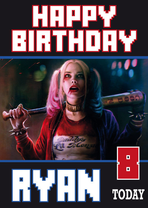 Suicide Squad NEW Design 1 THEME INSPIRED Kids Adult Personalised Birthday Card
