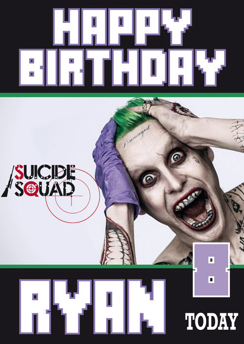 Suicide Squad NEW Design 4 THEME INSPIRED Kids Adult Personalised Birthday Card