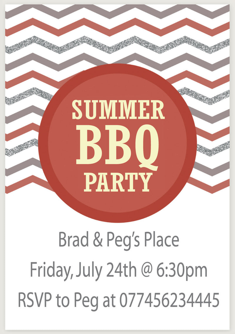 10 X Personalised Printed Summer BBQ Party INSPIRED STYLE Invites