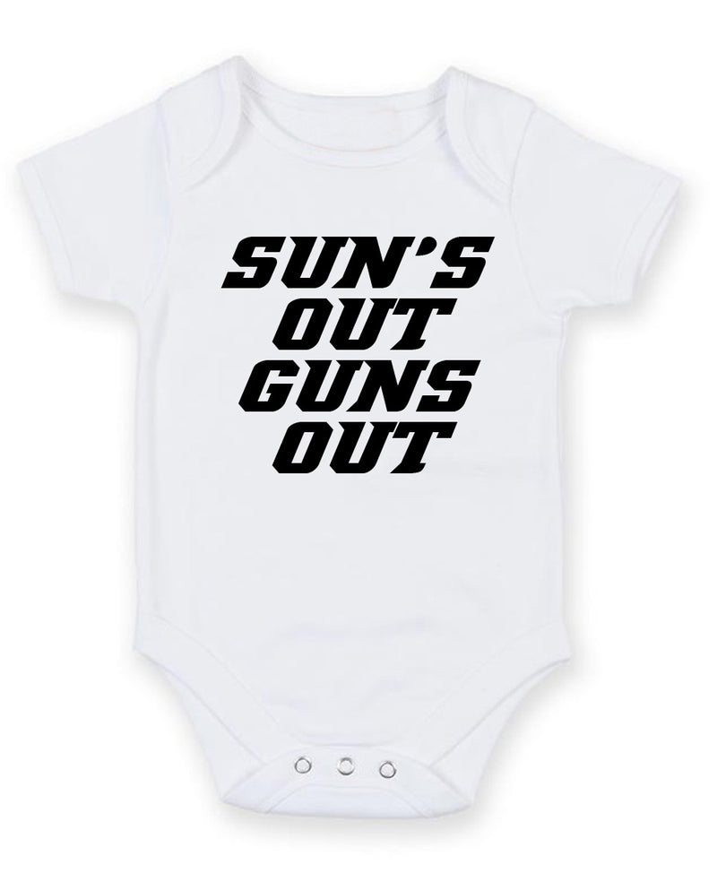 Sun's Out Guns Out Personalised Baby Boy Girl Unisex Short Sleeve Bodysuit