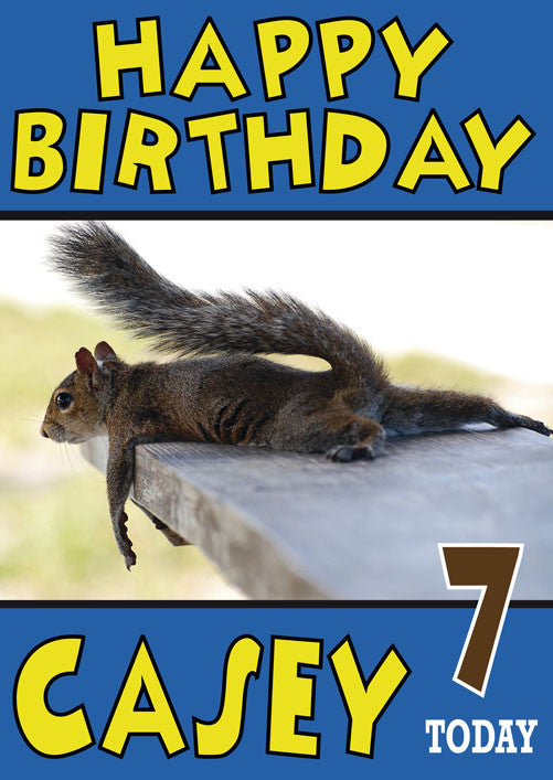 Sunbathing Squirrel Funny Kids Adult Personalised Birthday Card