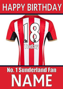 Sunderland Fan FOOTBALL TEAM THEME INSPIRED PERSONALISED Kids Adult Birthday Card
