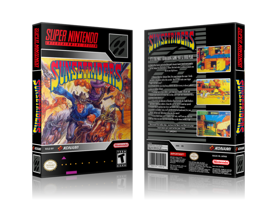 Sunset Riders Replacement Nintendo SNES Game Case Or Cover – SNES Replacement Game case product image 1
