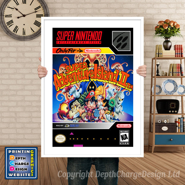 Super Adventure Island 2 Super Nintendo Game Inspired Theme Retro Gaming Poster