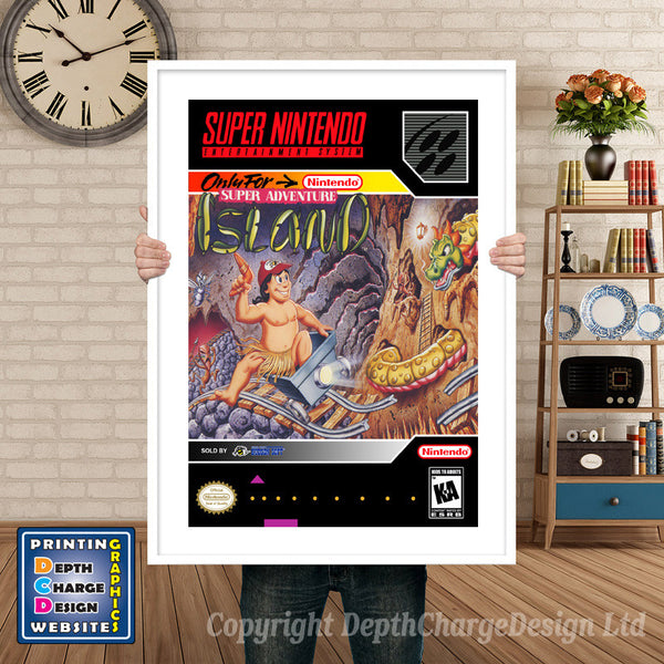 Super Adventure Island Super Nintendo Game Inspired Theme Retro Gaming Poster
