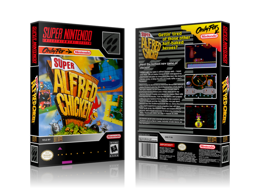 Super Alfred Chicken Replacement Nintendo SNES Game Case Or Cover – SNES Replacement Game case product image 1