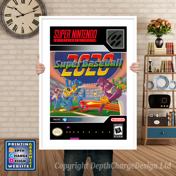 Super Baseball Super Nintendo Game Inspired Theme Retro Gaming Poster