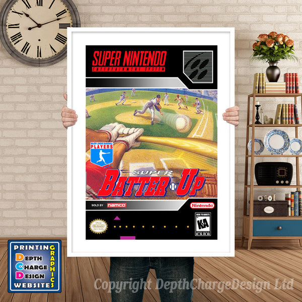 Super Batter Up Super Nintendo Game Inspired Theme Retro Gaming Poster