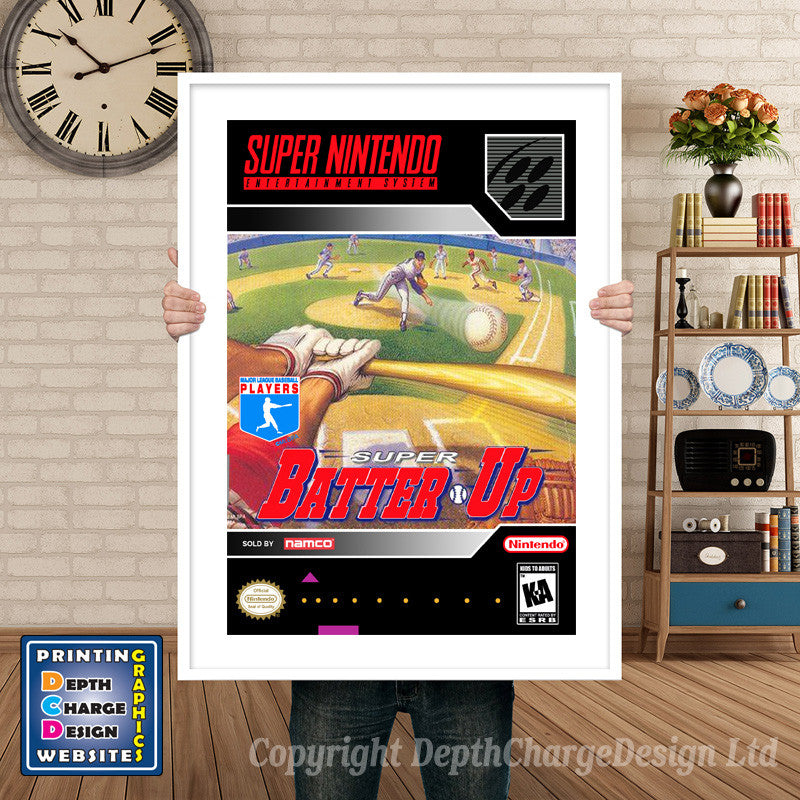 Super Batter Up Super Nintendo GAME INSPIRED THEME Retro Gaming Poster A4 A3 A2 Or A1