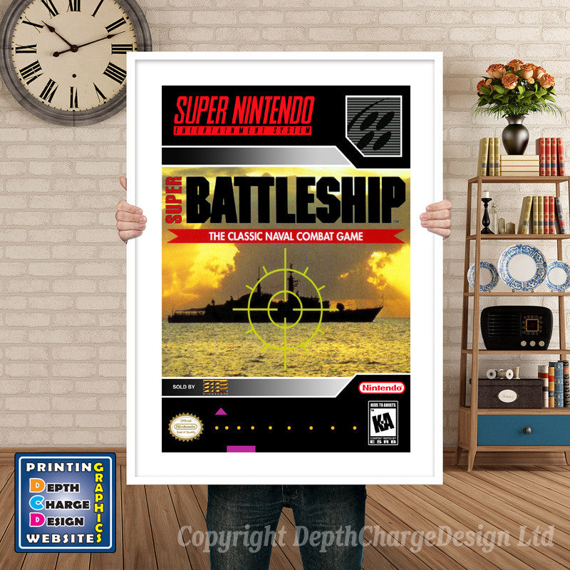 Super Battleship Super Nintendo GAME INSPIRED THEME Retro Gaming Poster A4 A3 A2 Or A1